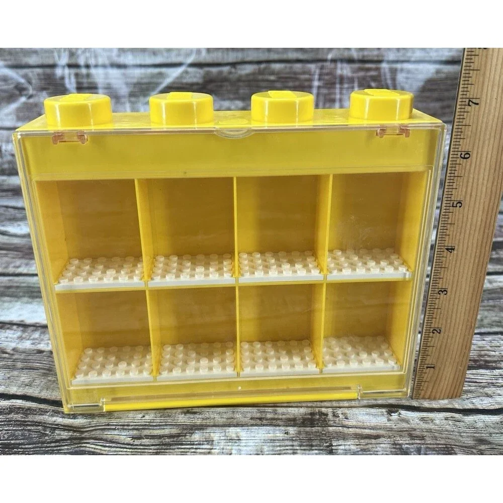Lego Yellow Minifigure Display Case for 8 Minifigs - Can Hang Or Stand Upright